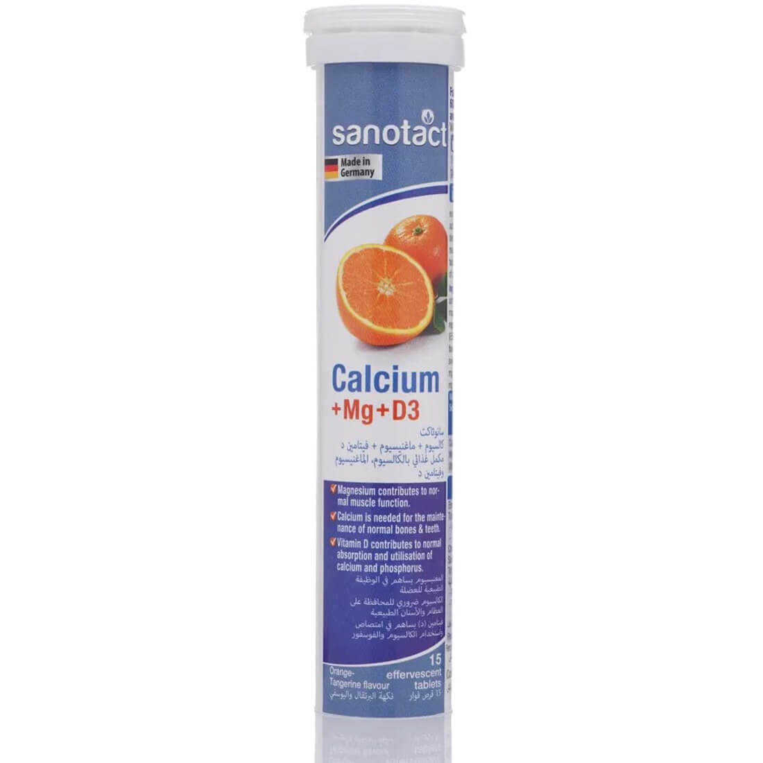 Sanotact Calcium + Mg + Vitamin D3 15 Effervescent Orange Tablets - Image 1